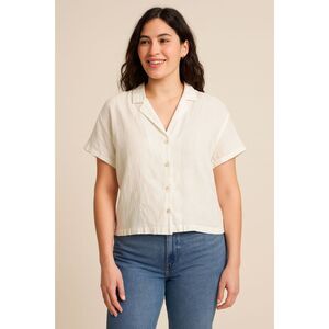 Universal Thread ivory linen button down boxy shirt Large